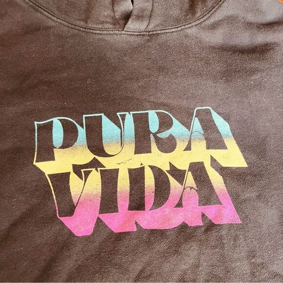 Pura Vida Dark Gray Color Block Hoodie Sz Medium - Picture 3 of 6